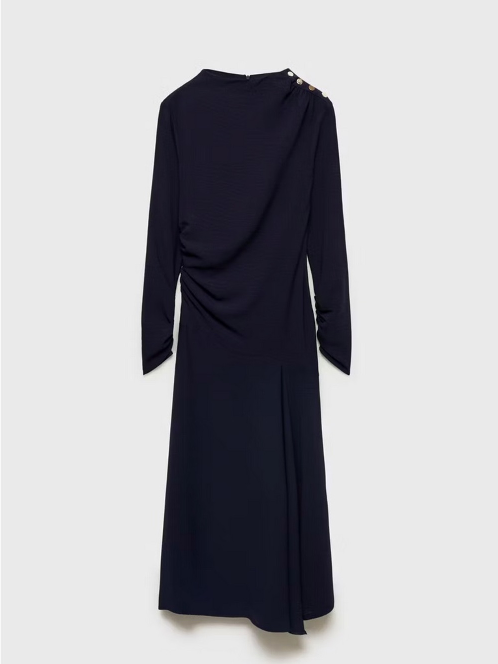 Mango Asymmetrical Pleated Dress In Navy Blue Size XL NWT